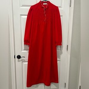 Vintage Vassarette Gown Robe Red Large Zips USA Made Moomoo Granny